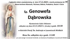 Odeszła Genowefa Dąbrowska. Miała 79 lat.