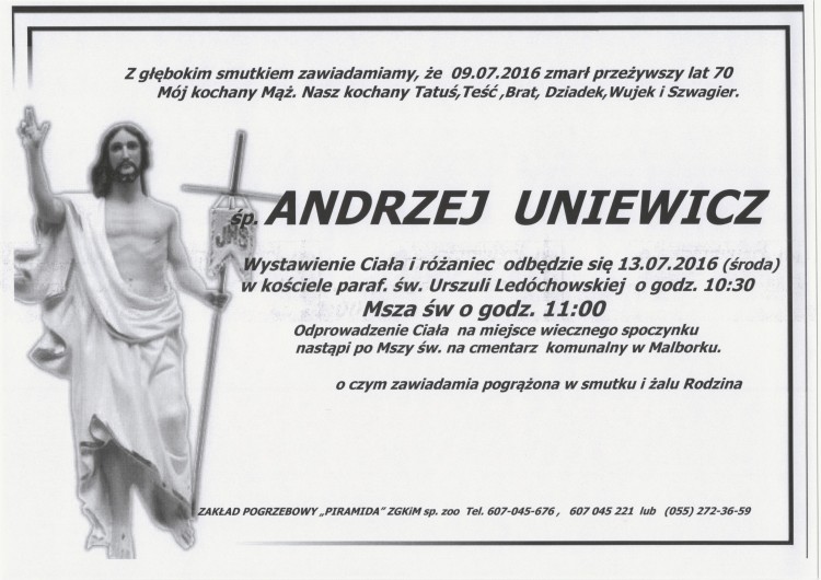 Zmarł Andrzej Uniewicz. Żył 70 lat