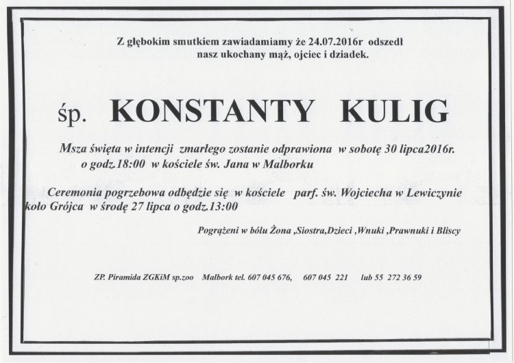 Zmarł Konstanty Kulig