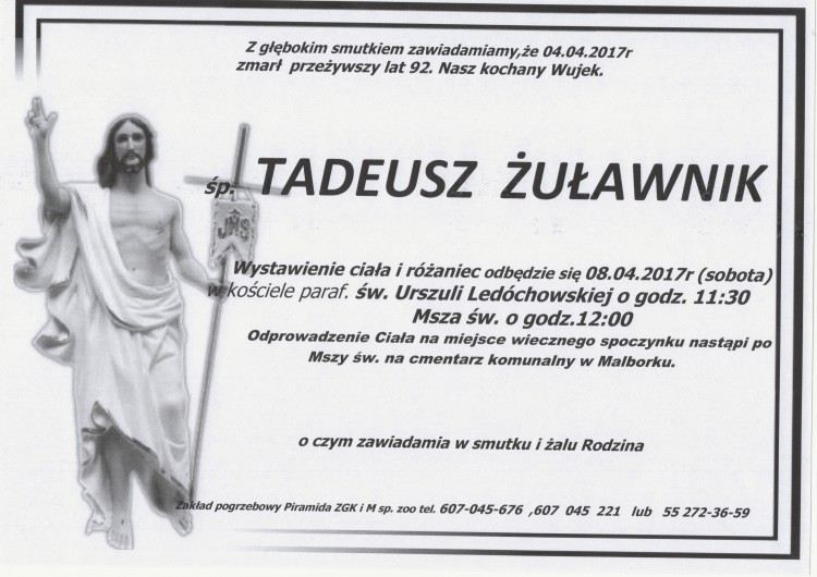 Zmarł Tadeusz Żuławnik. Żył 92 lata.