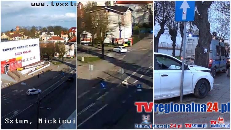 Sztum: Pijany kierowca rozbił się na drzewie. Nie trafił w zakręt... Zobacz nagranie z kamery z chwili wypadku! - 23.04.2017