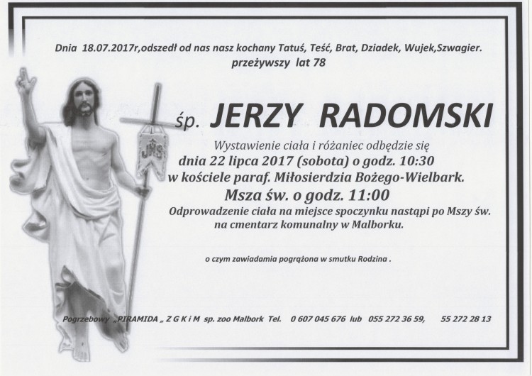 Zmarł Jerzy Radomski. Żył 78 lat.