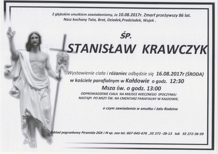 Zmarł Stanisław Krawczyk. Żył 86 lat.