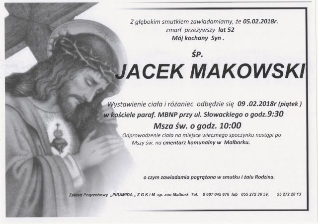 Zmarł Jacek Makowski. Żył 52 lat.