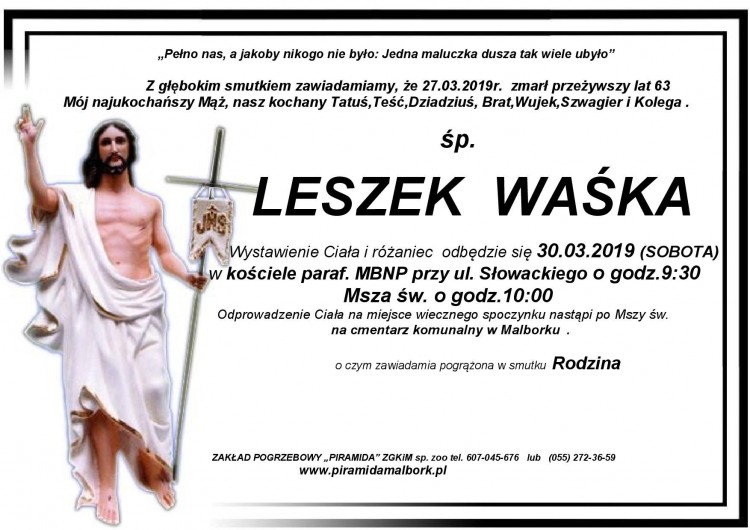 Zmarł Leszek Waśka. Żył 63 lata.