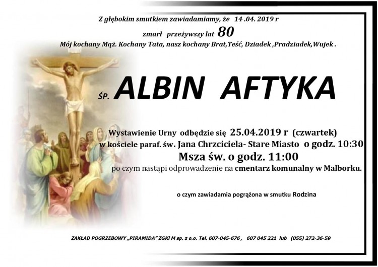 Zmarł Albin Aftyka. Żył 80 lat.
