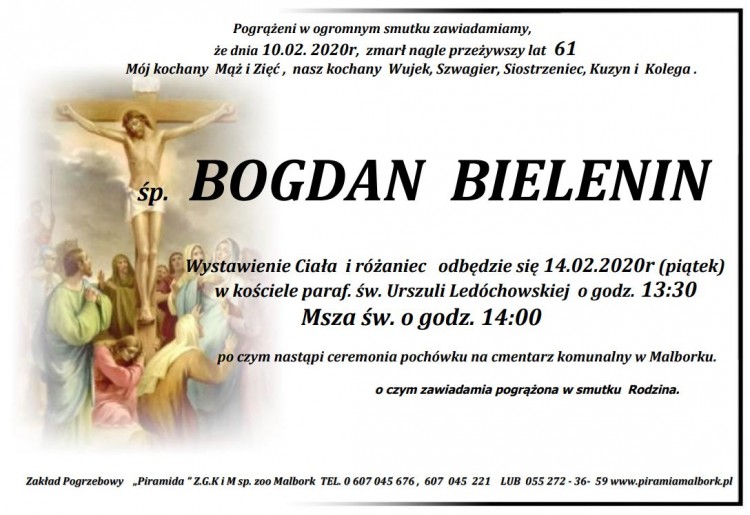Zmarł Bogdan Bielenin. Żył 61 lat.
