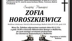 Zmarła Zofia Horoszkiewicz. Żyła 94 lata.