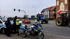 Malbork. Policjanci zabezpieczali protest rolników.