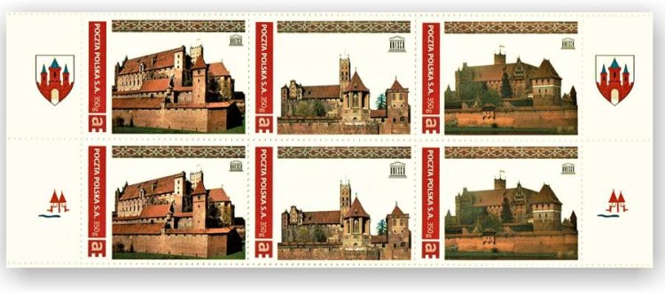 Malbork.Pamiątkowe znaczki pocztowe z okazji 20 lecia malborskiego zamku&#8230;