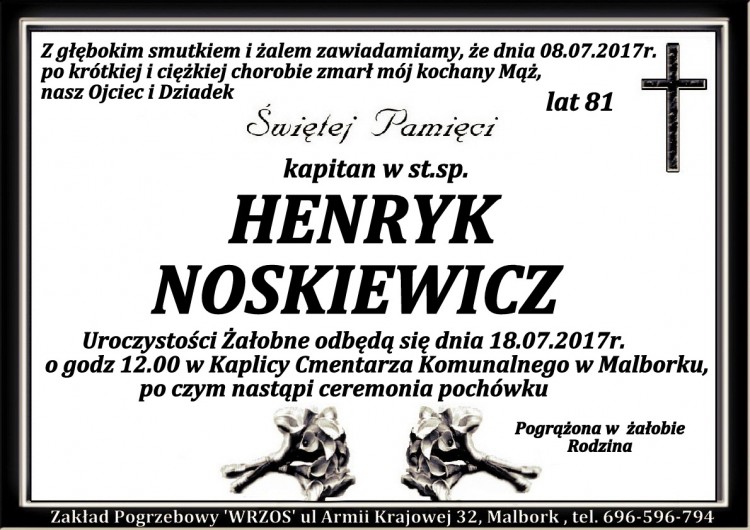 Zmarł Henryk Noskiewicz. Żył 81 lat.