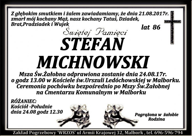 Zmarł Stefan Michnowski. Żył 86 lat.