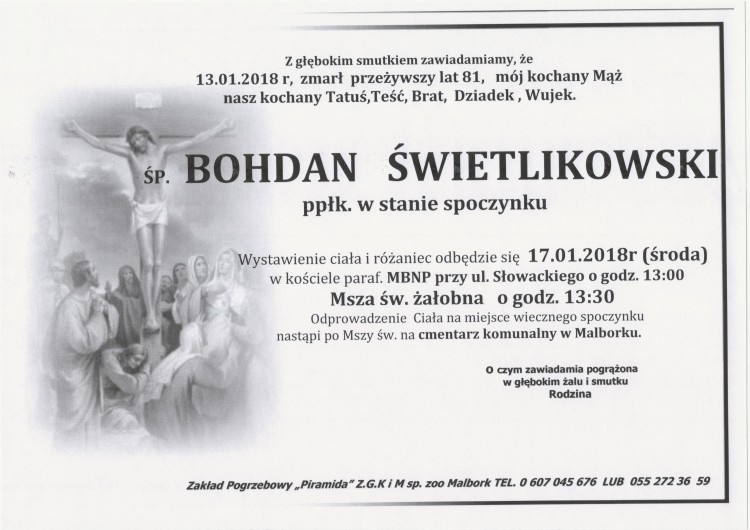 Zmarł Bohdan Świetlikowski. Żył 81 lat.