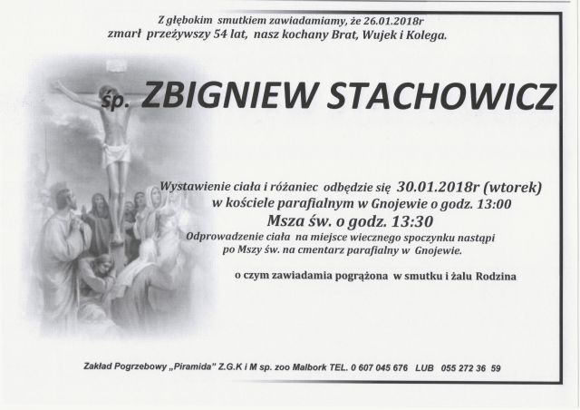 Zmarł Zbigniew Stachowicz. Żył 54 lat.