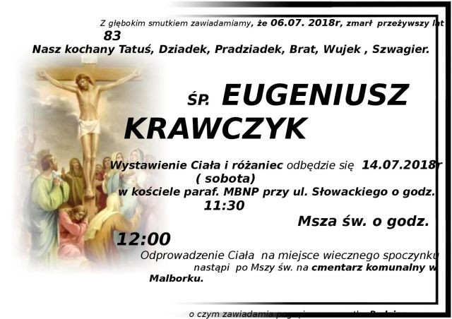 Zmarł Eugeniusz Krawczyk. Żył 83 lata.