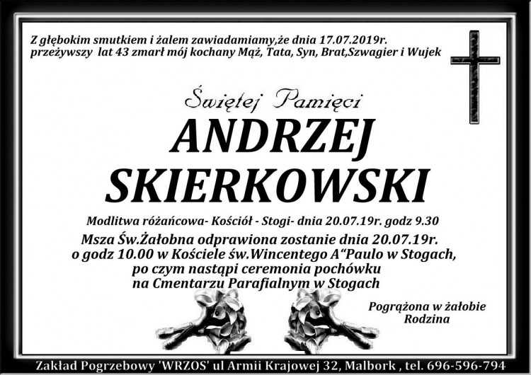 Zmarł Andrzej Skierkowski. Żył 43 lata