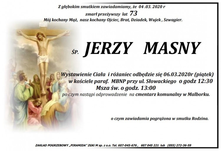 Zmarł Jerzy Masny. Żył 73 lata.