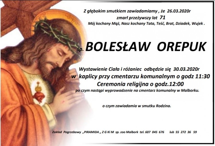 Zmarł Bolesław Orepuk. Żył 71 lat.