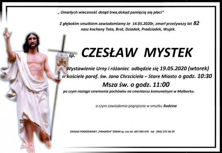 Zmarł Czesław Mystek. Żył 82 lata.