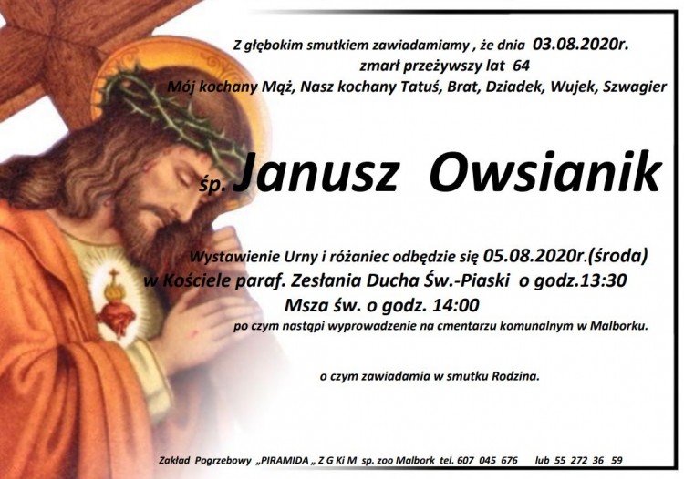 Zmarł Janusz Owsianik. Żył 64 lata.