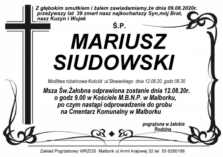 Zmarł Mariusz Siudowski. Żył 39 lat.